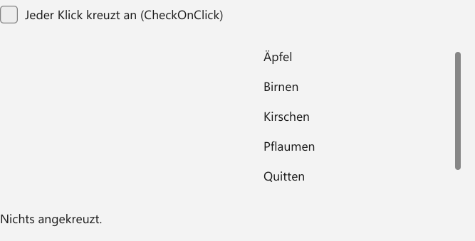 Vorführung: CheckedListBox