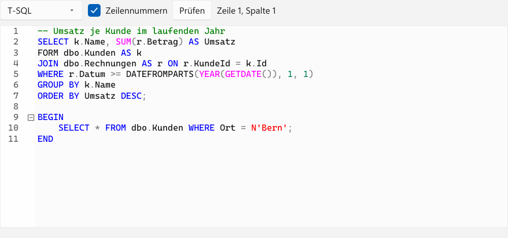 Vorführung: Code-Editor