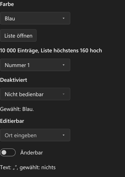 Vorführung: ComboBox