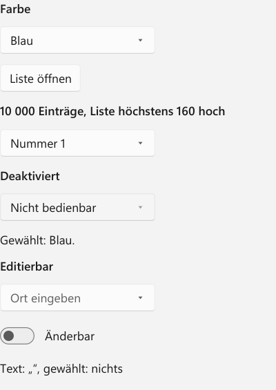 Vorführung: ComboBox