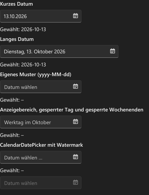 Vorführung: DatePicker