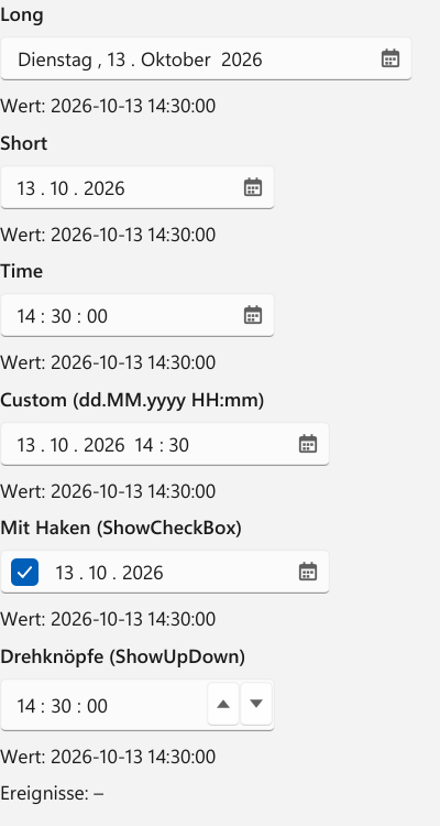 Vorführung: DateTimePicker
