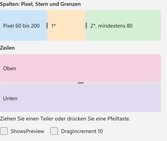 Vorführung: GridSplitter