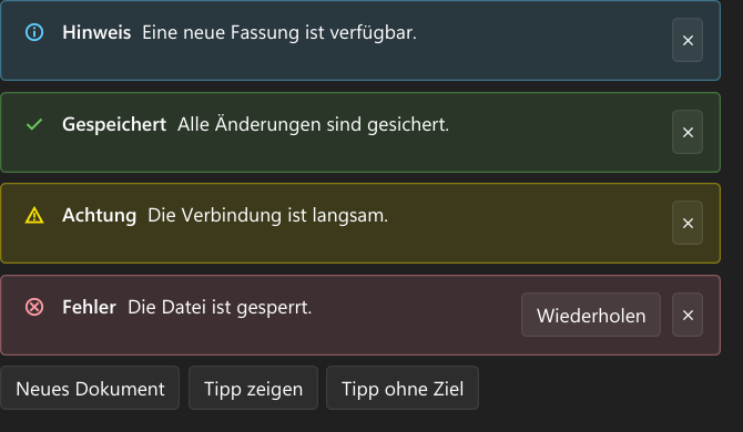 Vorführung: InfoBar und TeachingTip