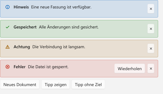 Vorführung: InfoBar und TeachingTip