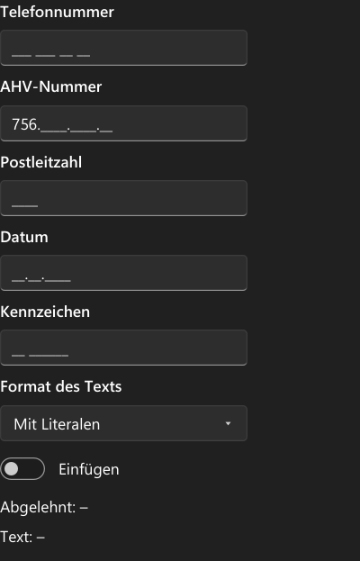 Vorführung: MaskedTextBox