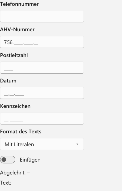 Vorführung: MaskedTextBox