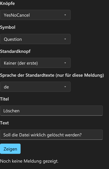 Vorführung: MessageBox