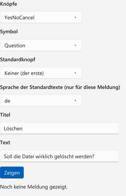 Vorführung: MessageBox