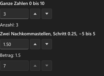 Vorführung: NumericUpDown