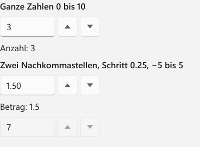 Vorführung: NumericUpDown