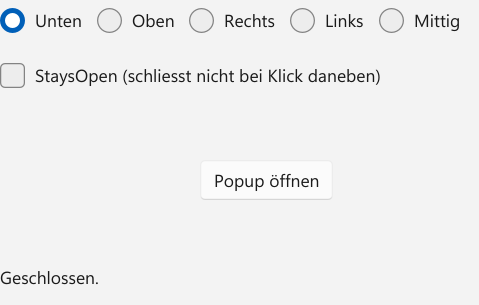 Vorführung: Popup