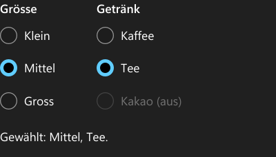 Vorführung: RadioButton