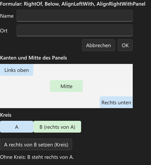 Vorführung: RelativePanel