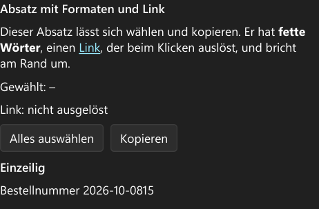 Vorführung: SelectableTextBlock