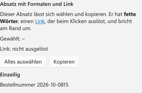Vorführung: SelectableTextBlock