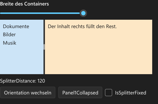 Vorführung: SplitContainer