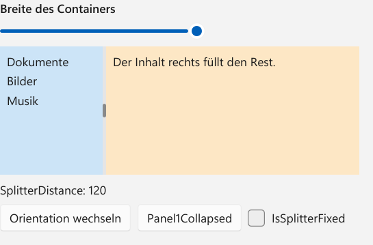 Vorführung: SplitContainer