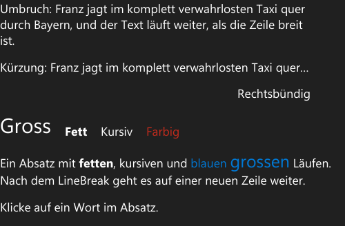Vorführung: TextBlock