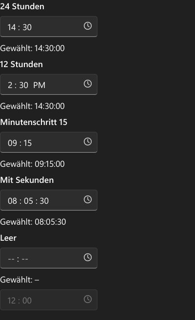 Vorführung: TimePicker