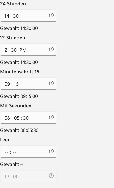 Vorführung: TimePicker