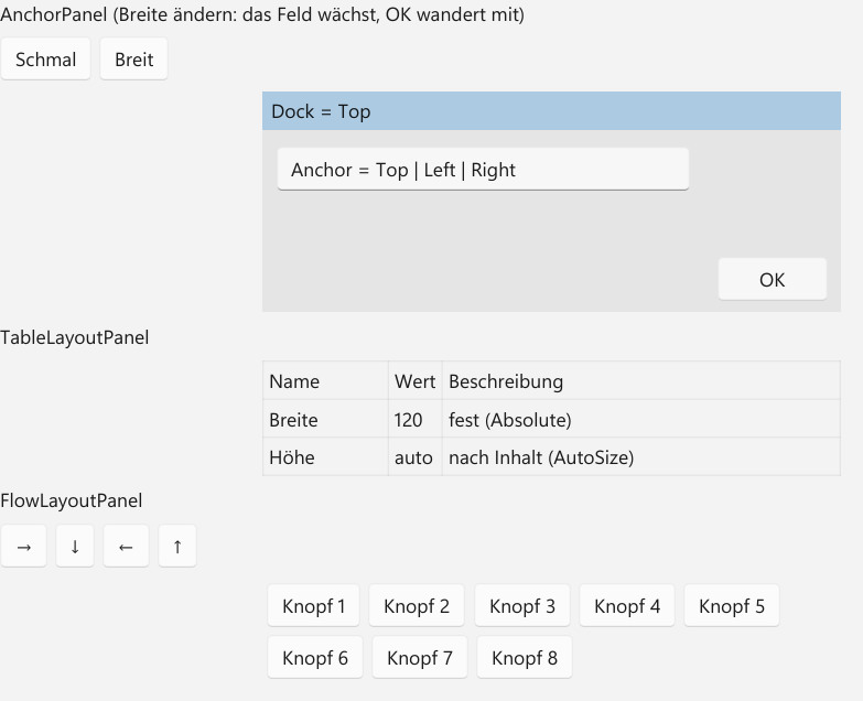 Vorführung: WinForms-Layout