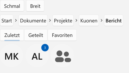 Vorführung: Pfad, Auswahlleiste, Personenbild